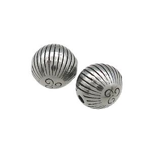 Stainless Steel Beads Round Antique Silver, approx 9-10mm