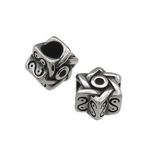 Stainless Steel Star Beads Large Hole Antique Silver, approx 12mm, 5mm hole