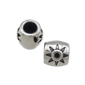 Stainless Steel Barrel Beads Large Hole Antique Silver, approx 9mm, 5mm hole