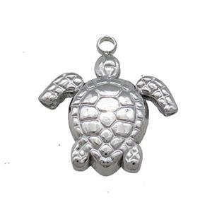 Raw Stainless Steel Tortoise Pendant, approx 16mm