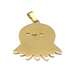 Stainless Steel Halloween Ghost Charms Pendant Gold Plated, approx 25mm