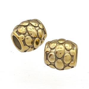 Stainless Steel Barrel Beads Large Hole Gold Plated, approx 12mm, 6mm hole
