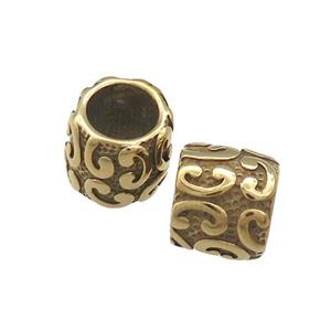 Stainless Steel Column Beads Tube Large Hole Gold Plated, approx 12-13mm, 8mm hole