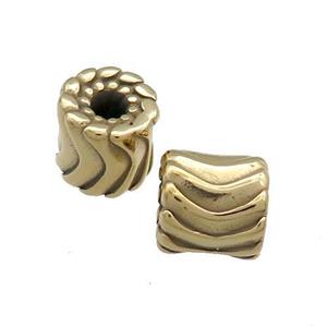 Stainless Steel Tube Beads Column Large Hole Gold Plated, approx 12mm, 4mm hole