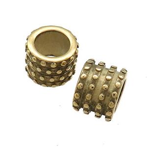 Stainless Steel Column Beads Tube Large Hole Gold Plated, approx 10-12.5mm, 8mm hole