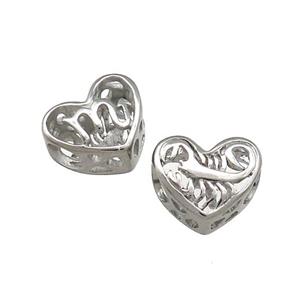 Raw Titanium Steel Heart Beads Zodiac Scorpio Large Hole Hollow, approx 12mm, 4mm hole