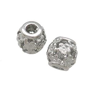 Raw Titanium Steel Barrel Beads Flower Large Hole Hollow, approx 10mm, 4mm hole