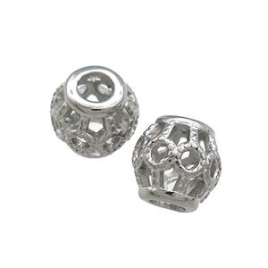 Raw Titanium Steel Round Beads Large Hole Hollow, approx 10mm, 4mm hole