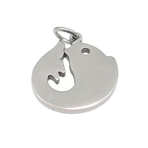Dolphin Charms Raw Stainless Steel Pendant, approx 15mm