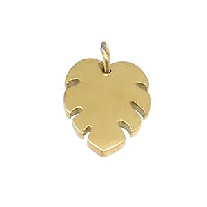 Stainless Steel Leaf Pendant Gold Plated, approx 11.5-15mm