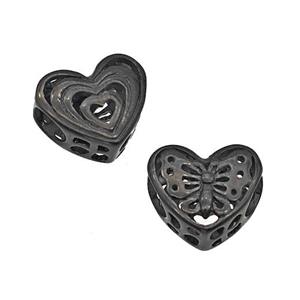Stainless Steel Heart Beads Butterfly Hollow Large Hole Black Plated, approx 12mm, 4mm hole