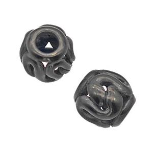 Stainless Steel Barrel Beads Snake Large Hole Hollow Black Plated, approx 9-10mm, 4mm hole