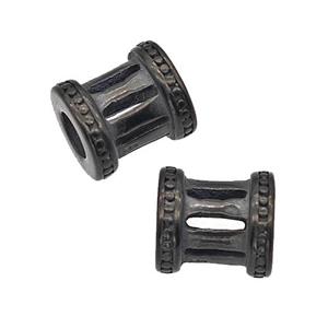 Stainless Steel Tube Beads Large Hole Hollow Black Plated, approx 9-10mm, 4mm hole