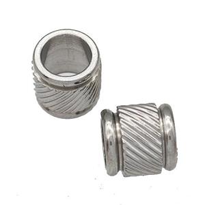Raw Stainless Steel Tube Beads Large Hole, approx 9mm, 6mm hole
