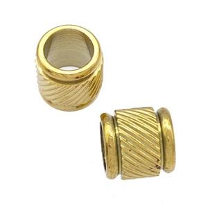 Stainless Steel Tube Beads Large Hole Column Gold Plated, approx 9mm, 6mm hole
