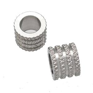 Raw Stainless Steel Tube Beads Large Hole, approx 8-10mm, 6mm hole