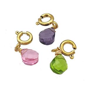 Crystal Glass Teardrop With Stainless Steel Clasp Gold Plated Mixed, approx 6mm, 6mm