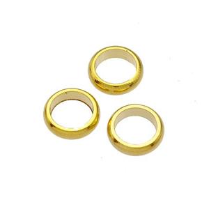 Stainless Steel Rondelle Beads Large Hole Gold Plated, approx 7mm