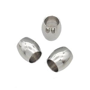Raw Stainless Steel Barrel Beads Large Hole, approx 6mm, 4mm hole