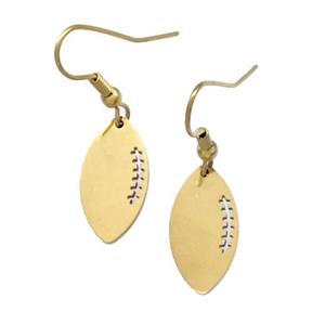 Stainless Steel Football Hook Earrings Gold Plated, approx 9-18mm