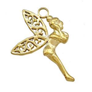 Stainless Steel Fairy Charms Pendant Gold Plated, approx 22-32mm