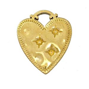 Stainless Steel Heart Pendant Star GoldPlated, approx 17-18mm
