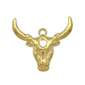 Stainless Steel Bull Head Pendant Cow Gold Plated, approx 22-25mm