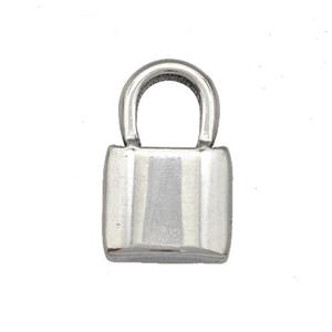 Raw Stainless Steel Lock Pendant, approx 10-16mm