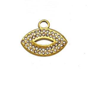 Stainless Steel Lips Pendant Pave Rhinestone Gold Plated, approx 9-15mm