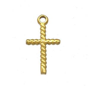 Stainless Steel Cross Pendant Gold Plated, approx 8-13mm