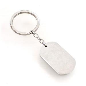 Raw Stainless Steel Key Chain Rectangle Pendant, approx 23-38mm, 32mm