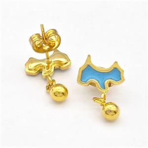 Stainless Steel earring studs Gold Plated, approx 4mm, 7-10mm