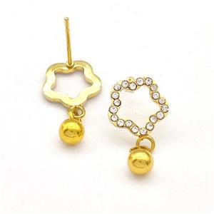 Stainless Steel earring studs Gold Plated, approx 4mm, 9mm