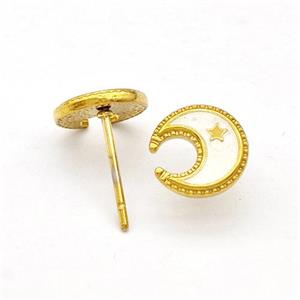 Stainless Steel earring studs Gold Plated, approx 8.5mm