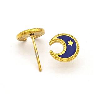 Stainless Steel earring studs Gold Plated, approx 8.5mm