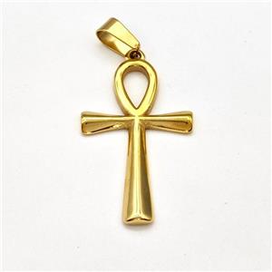 Stainless Steel Cross Pendant Gold Plated, approx 24-40mm