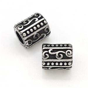 Stainless Steel Beads Hollow Large Hole Antique silver, approx 8.5-10mm, 5mm hole