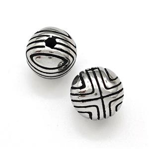 Stainless Steel Beads Hollow Large Hole Antique silver, approx 9.5mm dia