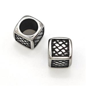 Stainless Steel Beads Hollow Large Hole Antique silver, approx 8.5mm, 6mm hole