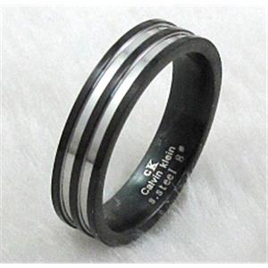 Stainless steel Ring, black, inside:18mm dia