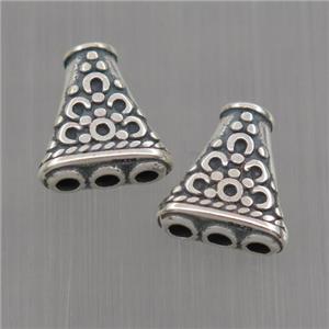 Sterling Silver beads for 1-3 string, antique silver, approx 9-10mm
