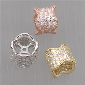 Sterling Silver beads paved zircon, mixed color, approx 6-7mm
