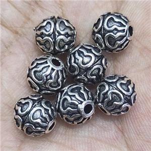 Sterling Silver round beads, antique silver, approx 10mm dia