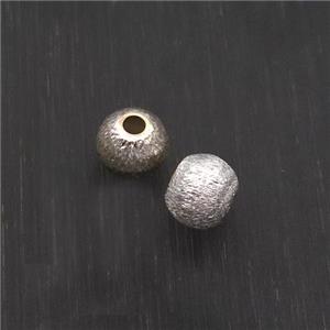 Sterling Silver Beads Round Brushed, approx 5mm dia