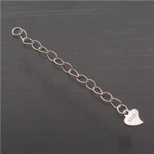 Sterling Silver Chain Necklace Extender, approx 5mm, 45mm length