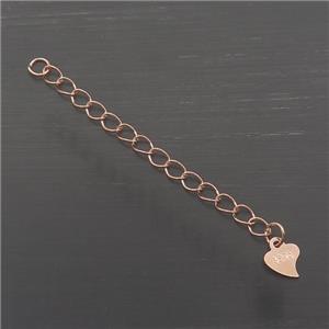 Sterling Silver Chain Necklace Extender Rose Gold, approx 5mm, 45mm length