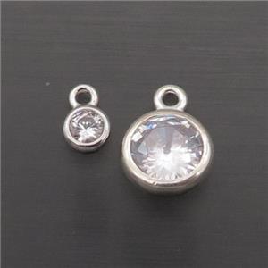 Sterling Silver Circle Pendant Pave Crystal, approx 8mm