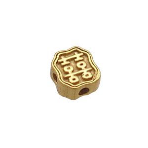 Sterling Silver Beads Square Lucky Gold Plated, approx 4-4.5mm