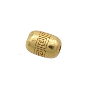 Sterling Silver Beads Barrel Gold Plated, approx 4-6mm