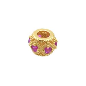 Sterling Silver Round Beads Pave Zircon Gold Plated, approx 4.8mm